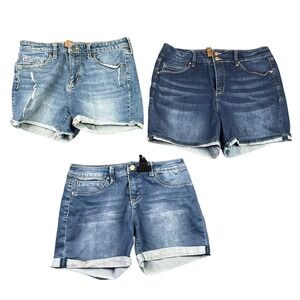 Mixed Brand Denim Shorts Bundle Women Size 8 Blue Jean Lot Distressed Cuffed 3pk